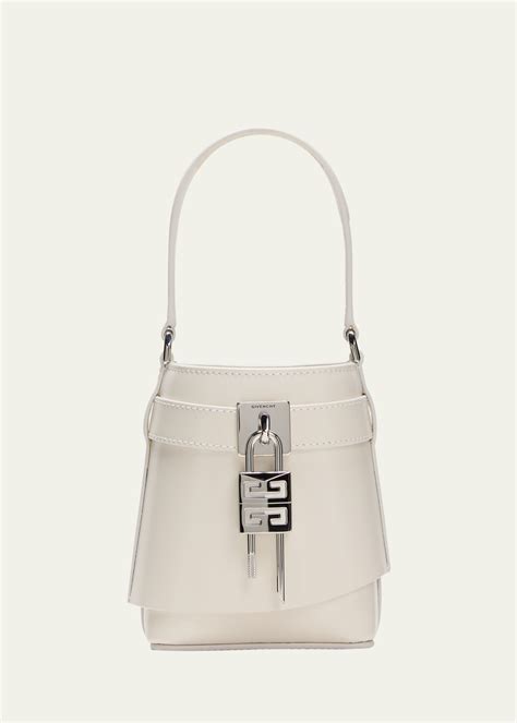 Micro Shark Lock bucket bag in Box leather 